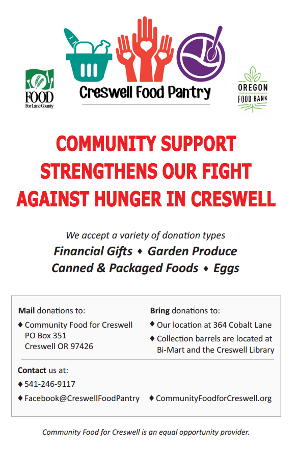 Donate Community Food For Creswell